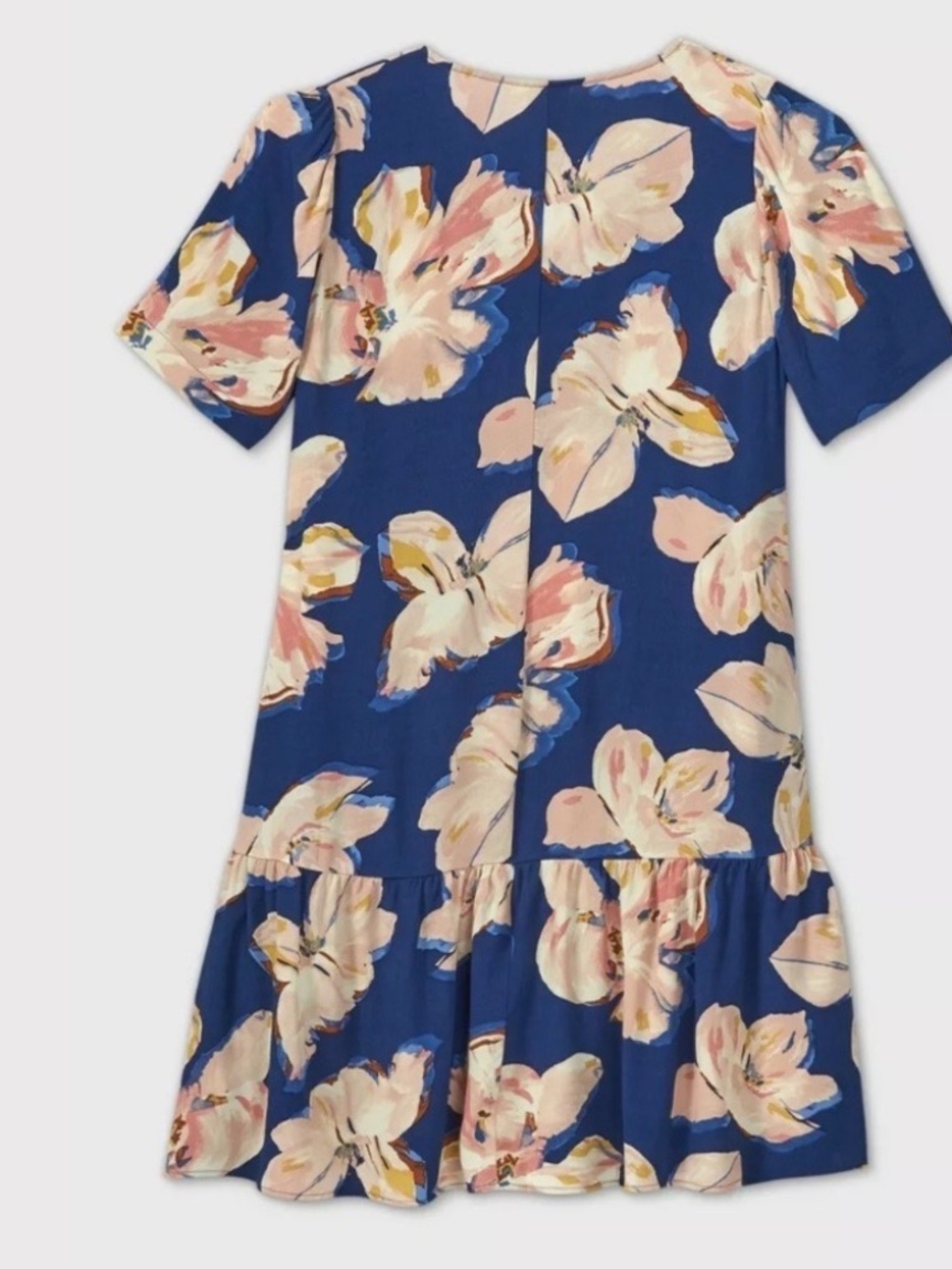 A New Day Blue Floral Short Sleeve Dress Size Large - Picture 2 of 6